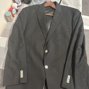 Perry Ellis Portfolio Black wool sport coat blazer silver buttons 44R